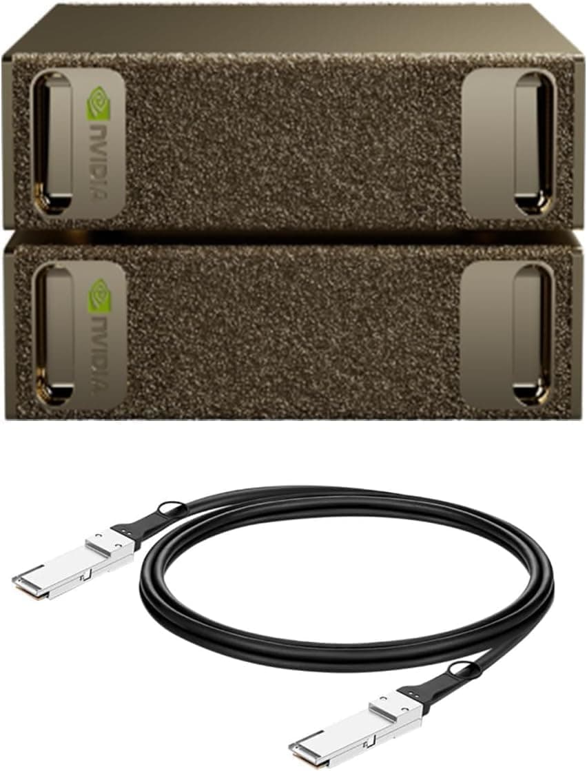 NVIDIA DGX SparkTM Lot de 2 avec ensemble de câbles - Superordinateur de bureau IA personnel - Puce GB10 Grace Blackwell