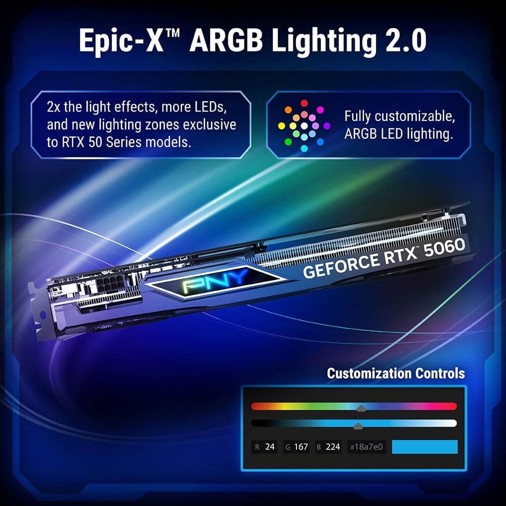 PNY Carte Graphique GeForce RTXTM 5060 8Go ARGB OC Triple Fan DLSS 4