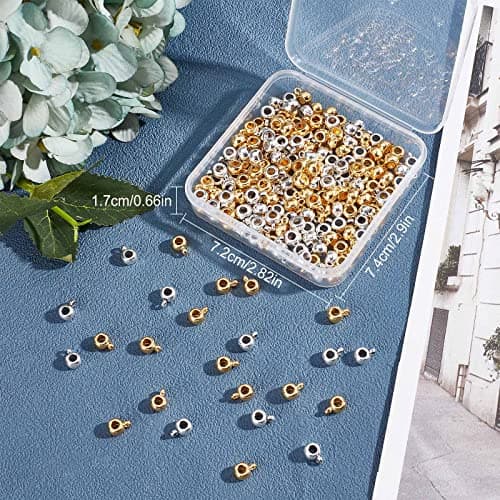 SUNNYCLUE 1 boîte 200 pièces Bélières Perles Breloques Breloques Lien Bélière Perles Européenne Grand Trou Perle Argent Entretoise Perles Métal Lâche Perle pour la Fabrication de Bijoux Femmes Adultes