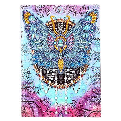 Carnet de Notes Papillons Vierges Broderie Spéciale au Point de Croix pour Filles Journal Intime A5 Carnet de Croquis Livre Secret Fille Cadeau d'anniversaire 50 feuilles 120 pages