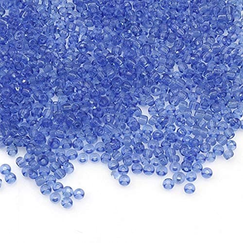 Perlin Lot de 30 000 perles de rocaille à enfiler Bleu saphir transparent 450 g