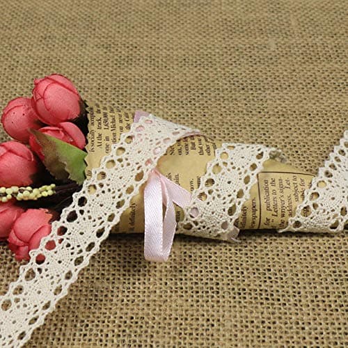 Dahi Ruban en dentelle beige en coton 2 cm Env. 26m