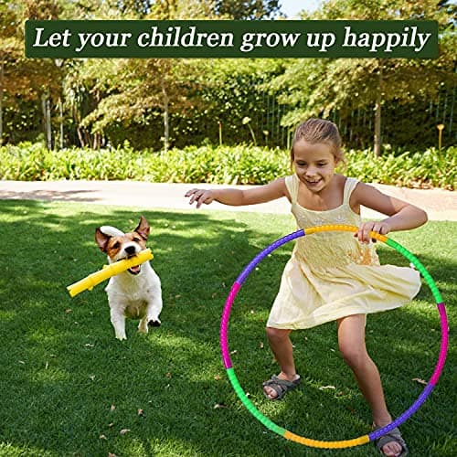 RayE Lot de 2 cerceaux hula hoop, pour enfants, 8 sections démontables, avec sac à cordon, adaptés au Hula Hoop, au fitness intérieur et extérieur, à la gymnastique, à la danse et au yoga