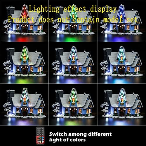 GEAMENT Jeu De Lumières (Télécommande) Compatible avec Lego Winter Village Collections Santa's Visit - Kit D'éclairage LED pour Creator 10293 (Modèle de Bloc Non Inclus)
