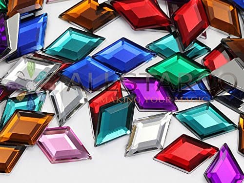 Allstarco 11x18mm Flat Back Diamond Acrylic Rhinestones Plastic Gems for Jewelry Making Costume Jewels Cosplay Embelishments - 35 Pieces (Green Emerald h106)