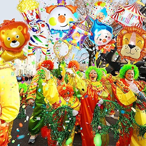 HGSHUO Ballon en Aluminium Cirque Anniversaire Décoration Animaux Ballons Foil Décoration de Fête Carnaval Baby Shower Enfants 8 Pièces