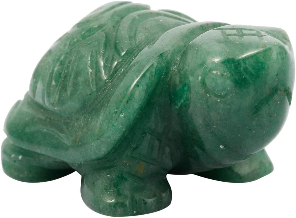 Nupuyai Tortue Figurine Pierre de Poche Sculpté Porte-Bonheur pour la Chance et Richesse, Pierre Semi-Précieuse Cristal Tortue Feng Shui Décoration pour Maison Bureau, Aventurine Verte Naturelle