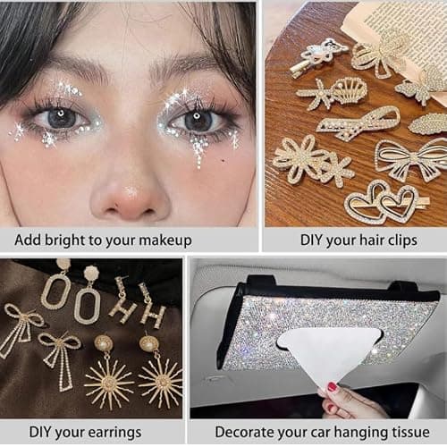 4000 Diamants Cristaux Acrylique Remplisseurs Strass Clairs Strass Acryliques Confettis Diamants en Cristal Strass Clairs,Convient Utilisation Comme Remplissage de vase.(Diamant de couleur blanc AB)