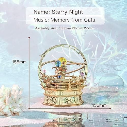 Robotime Puzzle 3D en Bois Mécanique - Boîte à Musique Astronomie Nuit étoilée - Kit Bricolage Artisanat - Cadeau pour Adolescents et Adultes - Cadeaux pour La Fête des Mères