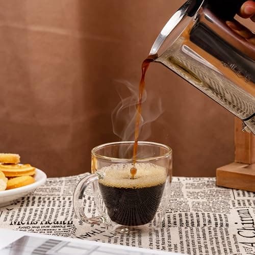 Stylusella Tasses à café en verre à double paroi de 150 ml, lot de 2 tasses à café avec poignées, tasses à café élégantes, Tazas de Café Con Estilo, tasses à café isothermes en verre borosilicate