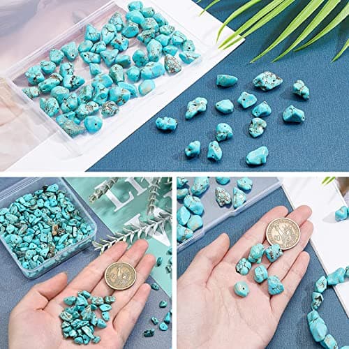 Lot de 300 perles en pierres précieuses avec trou - Perles irrégulières à enfiler - Avec trou - Pour la fabrication de bijoux, boucles d'oreilles, bagues, accessoires de bricolage (aventurine verte)