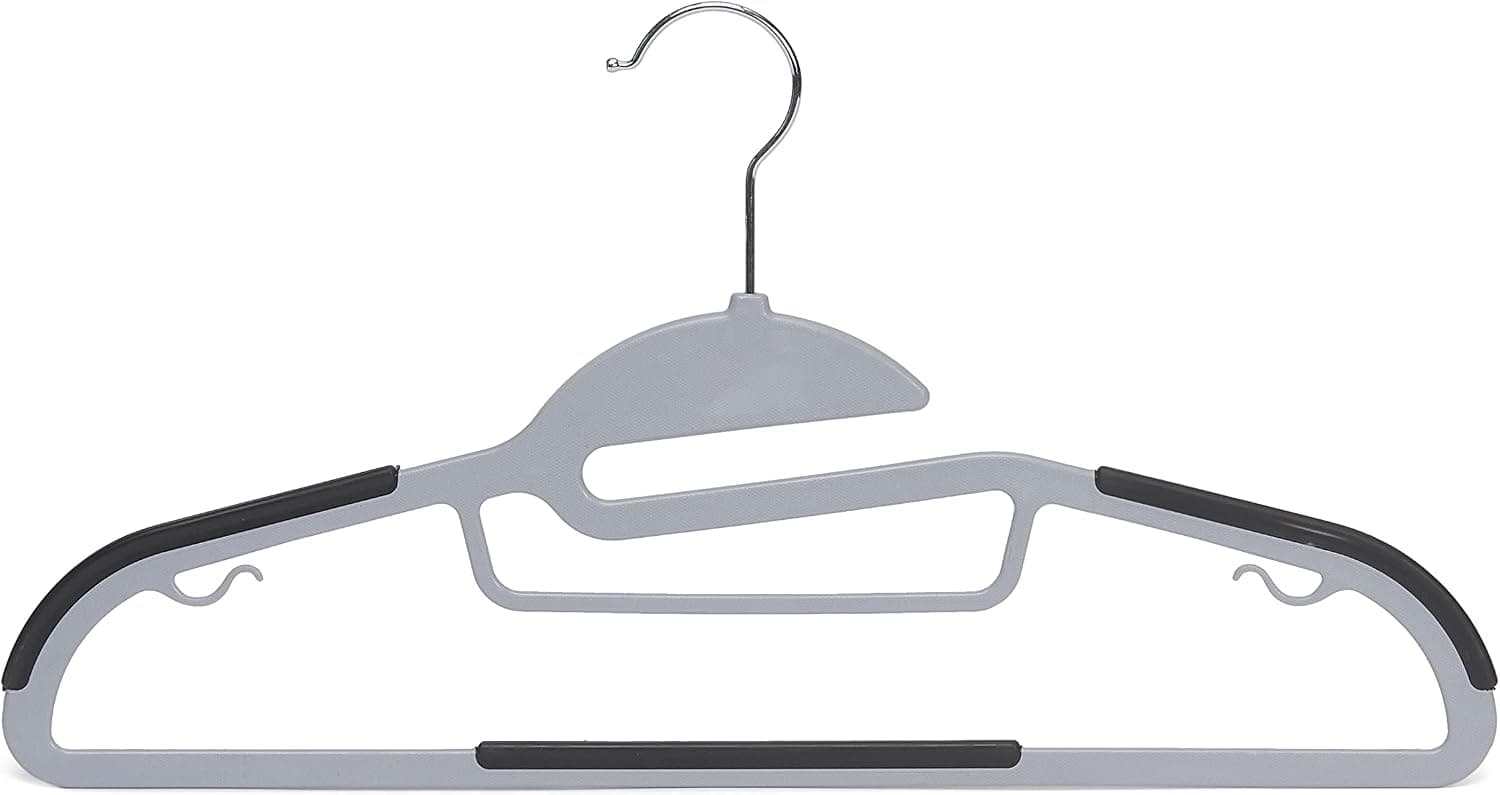 Amazon Basics Cintres en plastique enduit de caoutchouc, 50 pièces, gris
