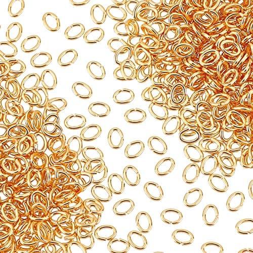 PH PandaHall 500pcs Anneaux de Saut ovales plaqués Or 18 carats connecteurs d'anneau Ouvert 3x4mm Anneaux de Saut Ouverts en Laiton Bijoux Anneaux de Saut pour Boucle d'oreille Collier Bracelet