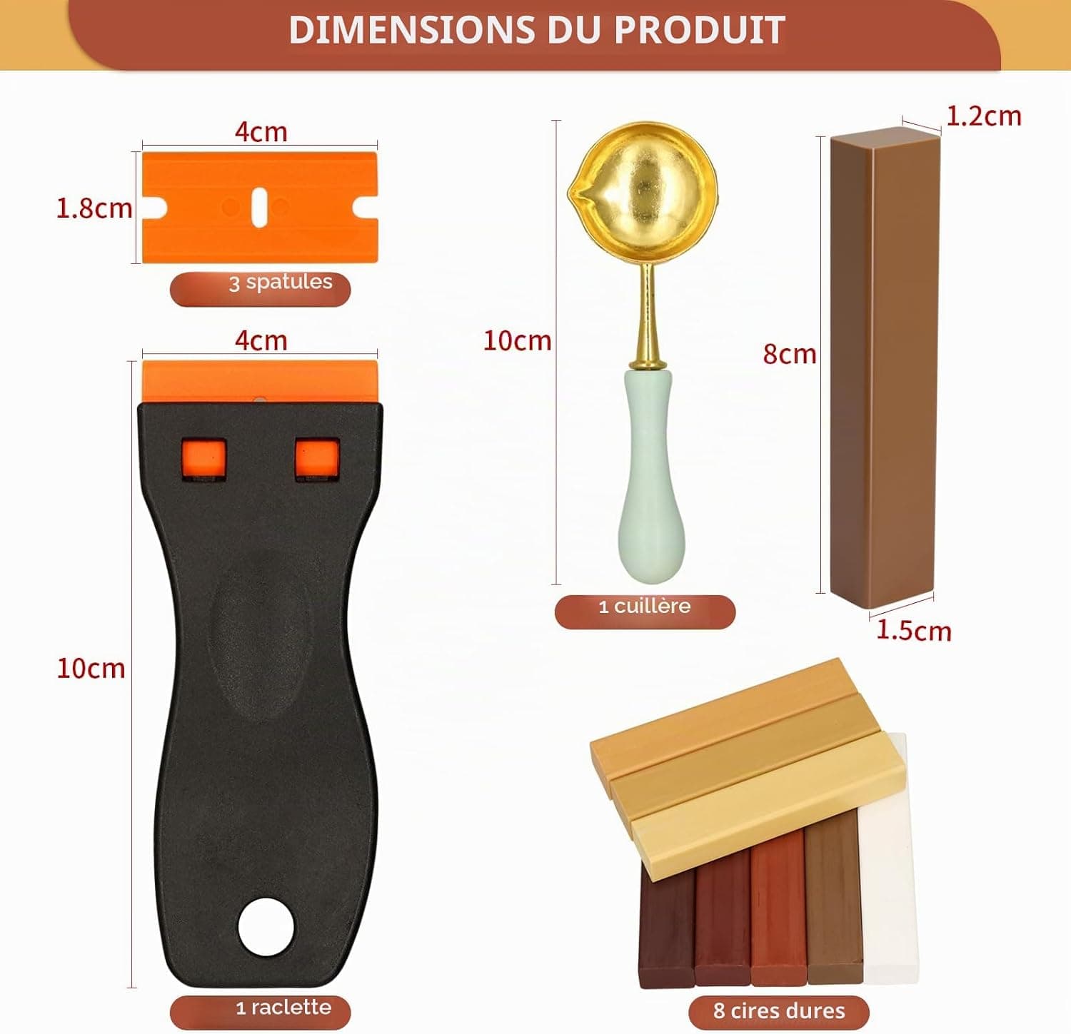 kit reparation parquet 8 Couleurs Brun, Pate a Bois, Pate a Bois Rebouchage