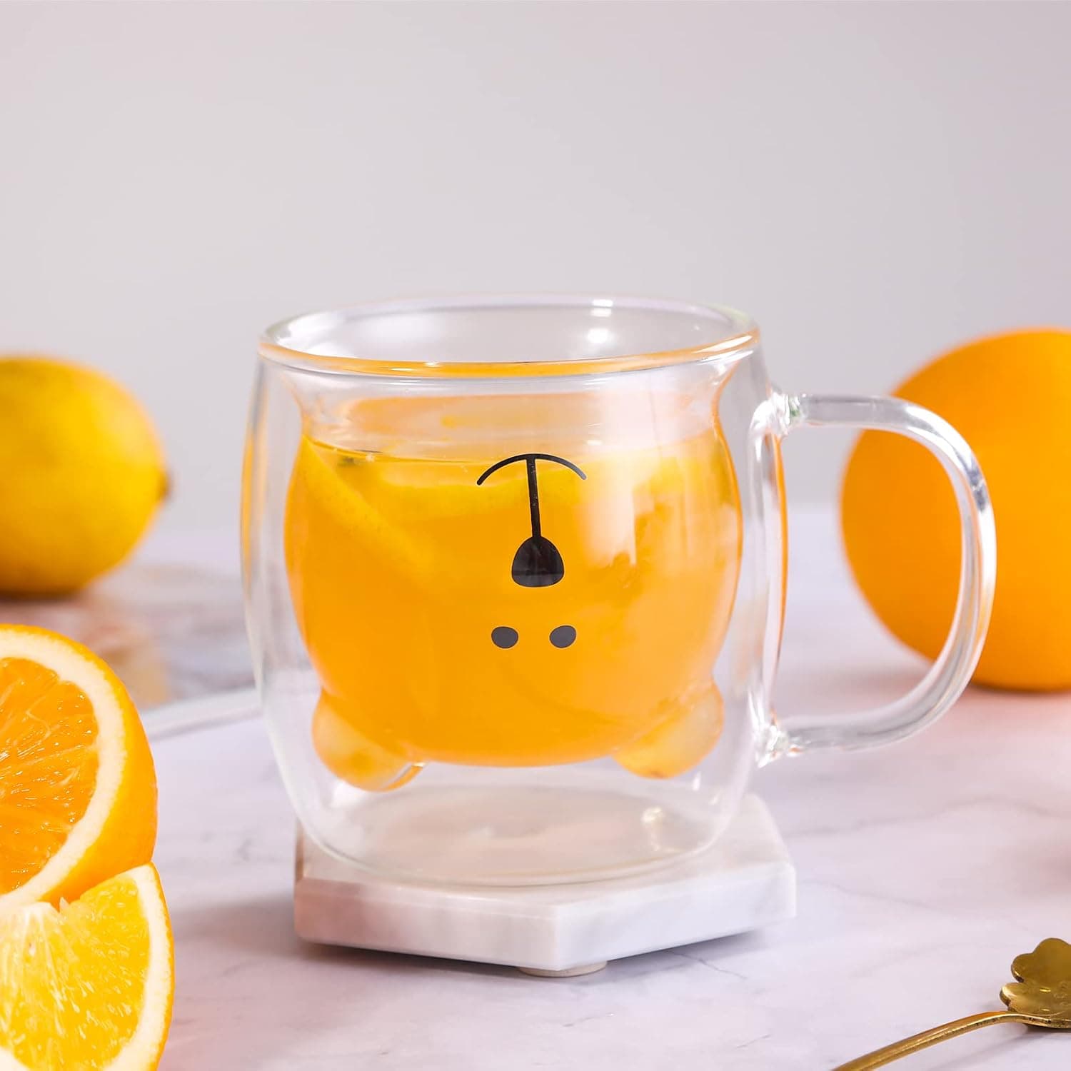 Tasses Ours Mignon Ours mignon de tasses Tasse à thé avec poignée Tasse à lait 250 ml Tasses à expresso en verre isolé à double paroi Verre Cadeau pour Anniversaire Saint Valentin et Bureau