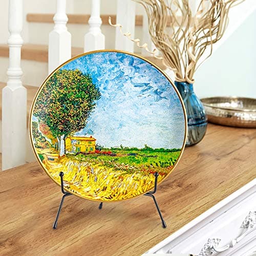 Mocoosy 4 Pack 8 pouces amélioré antidérapant Assiette Présentoirs décorative photo cadre support présentoirs noir chevalet fer supports de présentation pour objets décoratifs assiette et art