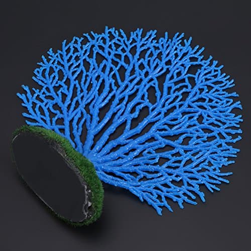 Fdit Ornements Artificielle Décoration Corail Plante Ornement Silicone Décoration Artificielle pour Aquarium Réservoir Poissons(Bleu)