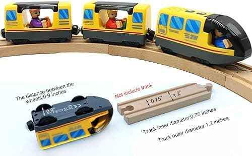 Kit de train d'action à piles pour rails de chemin de fer en bois (magnétique) - Compatible avec Thomas la locomotive, kit de train Brio pour les enfants âgés de 3, 4, 5 ans (sans voie en bois)