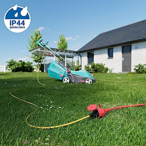 deleyCON 25m Câble de Rallonge Outdoor - Extrêmement Résistant Aux Intempéries Câble en Caoutchouc IP44 pour L'extérieur - Fiche Contact Protection Type F (CEE 7/4) sur Prise Femelle (CEE 7/3) Rough