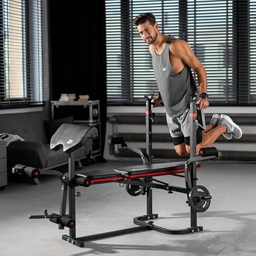Hop-Sport Banc de Musculation Pliable Inclinable HS-1065, Banc d'entraînement complet, Support d'haltères, Entraîneur de Jambes, Banc musculation multifonction pour le Développé Couché avec papillon