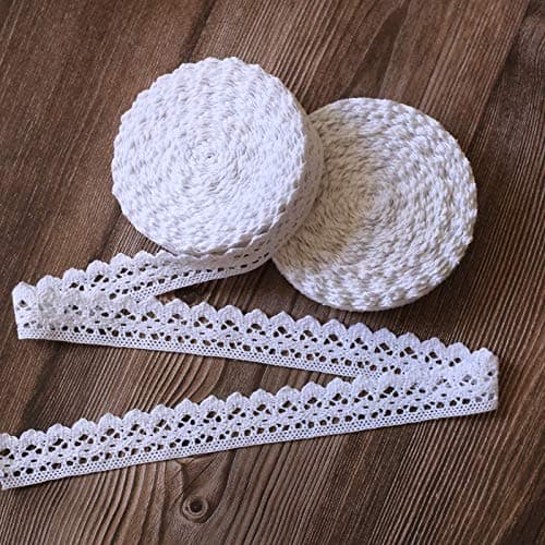 ToBeIT Bande de dentelle rétro en coton À usage décoratif Idéale pour couture, artisanat, mariage, créacollage, boîte cadeau (blanc/20 m 3 cm triangle)