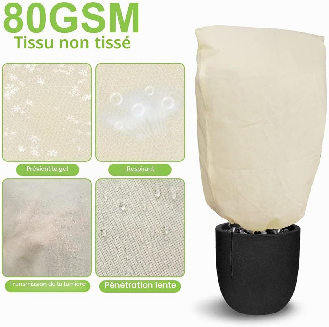 Tesmotor Housse D'hivernage Housse de Protection pour Plantes à Utiliser en Hiver 2Pack - (100 x 80 CM)