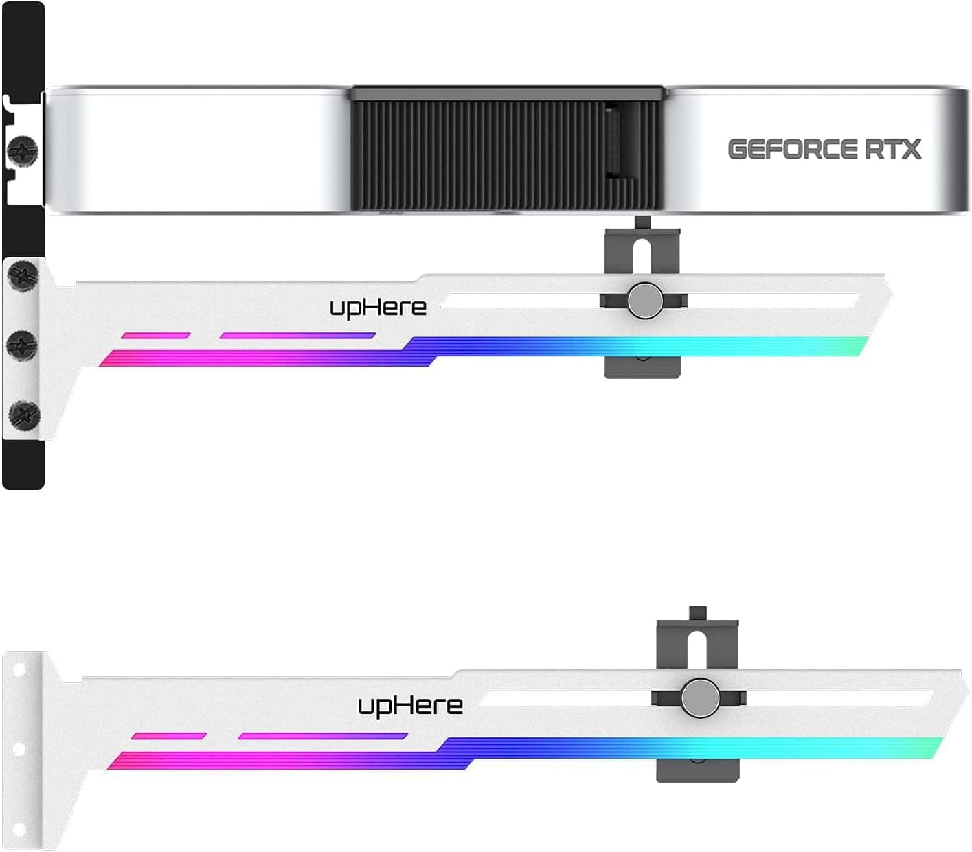 upHere Gaming Support Carte Graphique,GPU ARGB LED Sync Ajustable Selon la Support Carte Graphique pour Raidisseur de Support Carte Vidéo,G276WTARGB