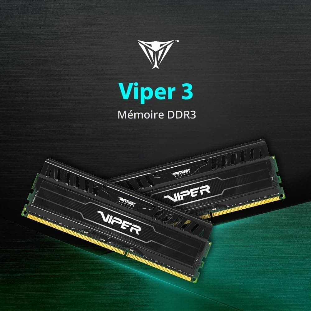 Patriot Memory Viper 3 Black Mamba DDR3 1600 16GB (2x8Go) C9 Kit de Mémoire Haute Performance XMP 1.3 Noir PV316G160C9K
