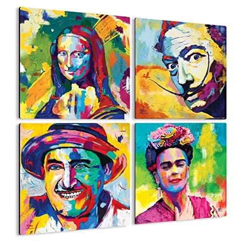 Giallobus - 4 carrés Multi-Panneaux - Personnages célèbres - Collection 2 - Bois MDF - 29,7x29,7 - x 4 pièces