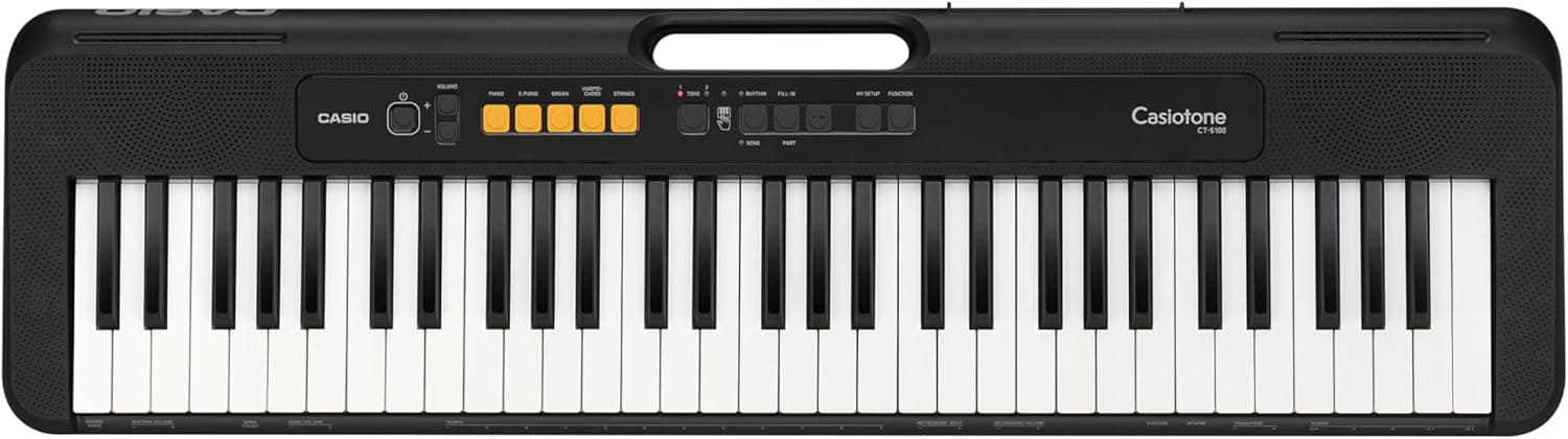 Casio Casiotone CT-S100 Clavier avec 61 Touches Standard, 122 sons & 61 Rythmes d'accompagnement, Noir