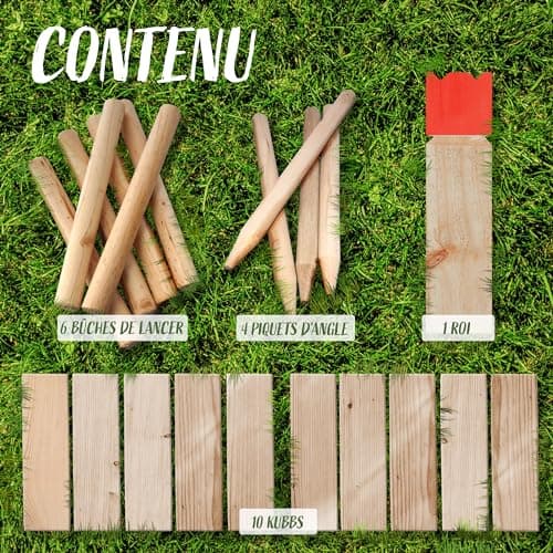 Ocean 5 Kubb - Original Jeu de Société Viking | Jeu en Bois Premium| Jeux de Société Suédois en Bois| Jeu de Réflexion pour Enfants et Adultes
