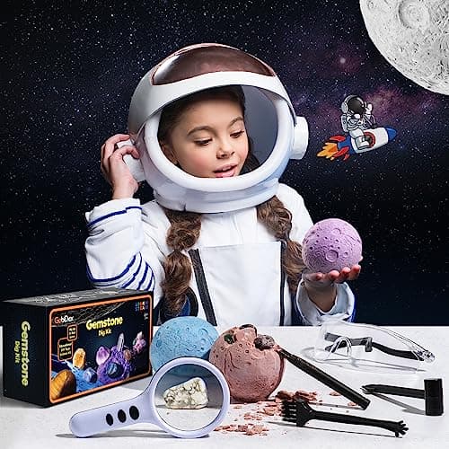GobiDex Cristaux et Pierres Précieuses, Fossiles et Minéraux Naturels, Archéologie Enfant pour 6 7 8 9 10 Ans, Creuser la Lune, Géologie, Science et Jeu, Cadeaux, Kits Excavation pour Garçon et Fille