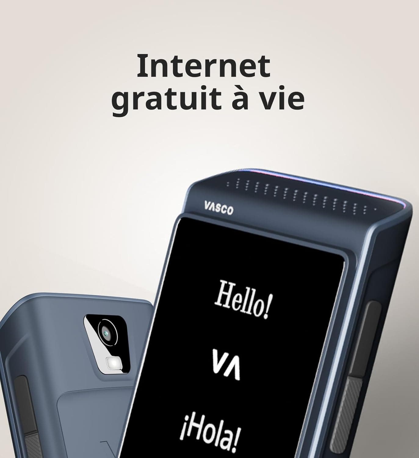 Vasco Translator Q1 | Clonage vocal | Traduction des appels | Phantom Black | Clonage de voix | IA avec compréhension du contexte | 99 % de précision | 113 langues | Internet illimité à vie