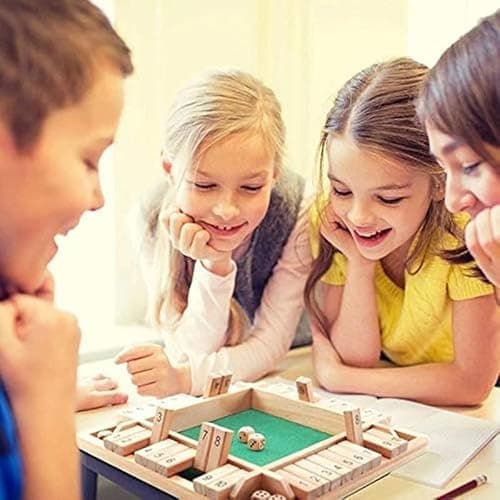 MplehDa Jeu de Plateau en Bois, 4 Joueurs Shut The Box - Jeu de dés mathématiques Traditionnels - Pub Board - Voyage - 4 Joueurs - Great Family - Vacances - Jeu divertissant (Rouge)
