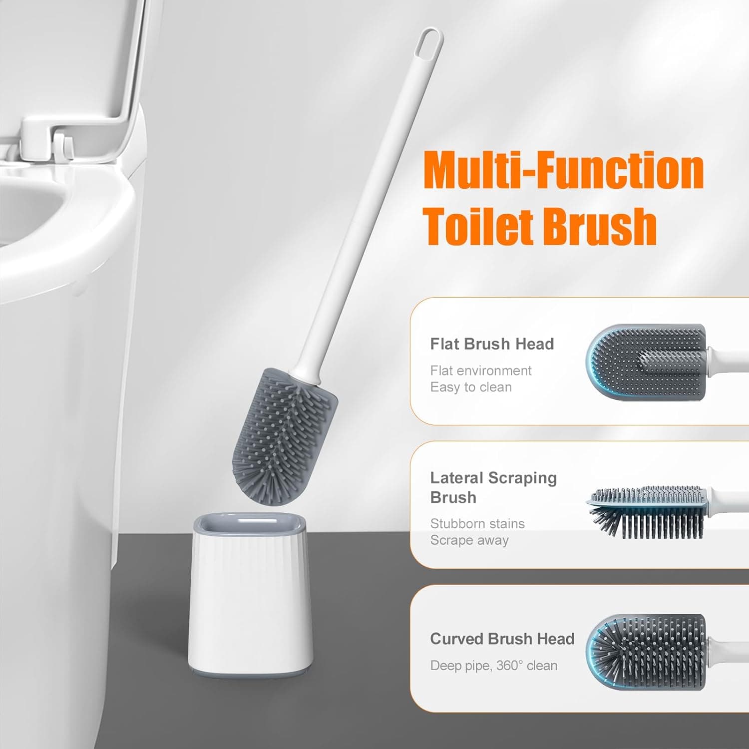 Ibergrif Brosse Toilettes WC Silicone et Support Brosse WC Silicone Plate