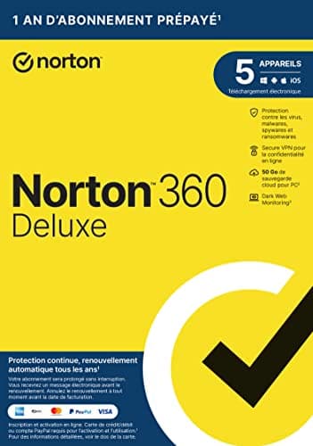 NortonTM 360 Deluxe 2025 |5 Appareils |12 Mois|Envoi par la poste