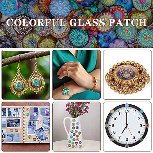 Cabochons Pour Bijoux de Couleur Mélangée, 120 Pcs Cabochons en Verre 25mm, Pierre de Mosaïque Cabochon Pour Colliers, Boucles d'Oreilles Et Broches en Camée Albums, Cadres