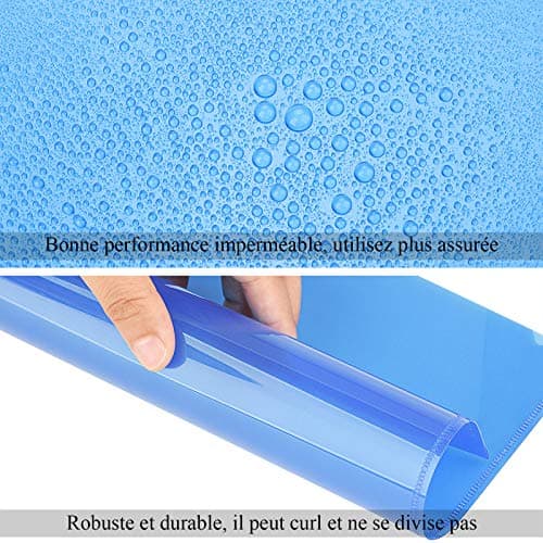 ZCZN 42 Pcs Pochette Plastique A4, Chemises à coin Pochette Document 6 Couleurs Vives Transparent Plastique Sous Chemises Rigide pour Ranger et Classer Papiers, Documents, etc - 31 * 22 cm