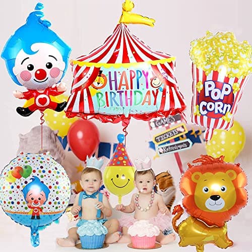 ZOOMPIL Ballons géants animaux de cirque, 12pcs Ballon pour clown, Ballons de fête de clown d'anniversaire pour carnaval cirque anniversaire fête d'halloween faveurs Anniversaire
