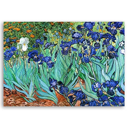 Feeby Impression sur Toile Intissé Reproduction Irises Vincent Van Gogh 45x30 cm Image Moderne Tableau Déco Mural Salle De Séjour Fleurs Plantes Nature bleu