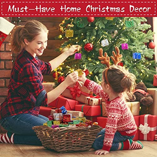 Dadabig 60 Pcs Mini Decoration De Sapin De Noël | Suspendu Ornements d'arbre De Noël en Mousse De Coffrets Cadeaux-Joli (3 Tailles 6 Couleurs)