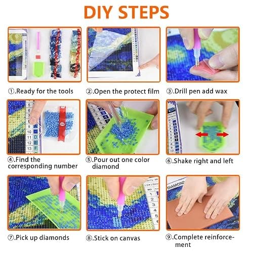 Ginfonr 5D Diamond Painting Complet Paysage, Broderie Peinture Diamant Painting Rural Kit Round Full Drill Complet Décoration De Pour La Décoration Murale De La Maison 30x40cm 3