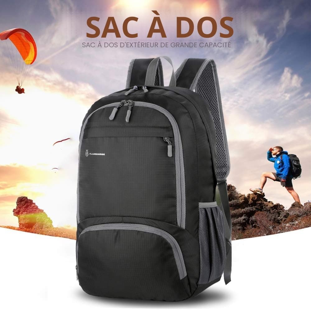 30L Sac À Dos Imperméable Pliable Haute Capacité Ultralight Robust Pour Randonnée Camping Voyage Outdoor Hommes Femmes (noir)