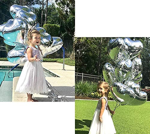 30 pcs ballons de coeur de 18 pouces, ballon de coeur, ballons d'hélium en forme de coeur pour la fête, anniversaire, Saint Valentin, mariage, fiançailles, décoration de fête des mères. (Argent)