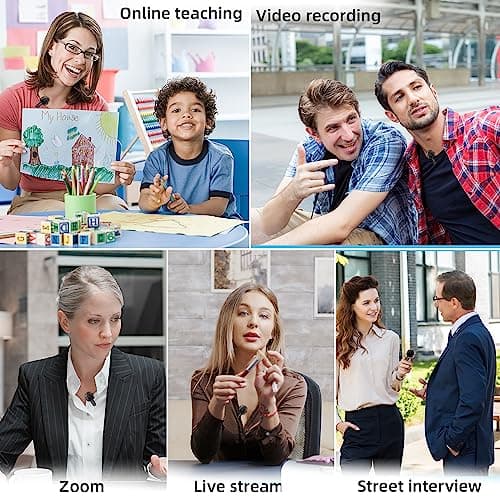 LAMSCAT Microphone sans Fil pour iPhone/iOS/iPad/Android/USB C/PC, Microphone Professionnel pour Enregistrement, Streaming, Youtube, TikTok, Pas d'application nécessaire (Noir 1 à