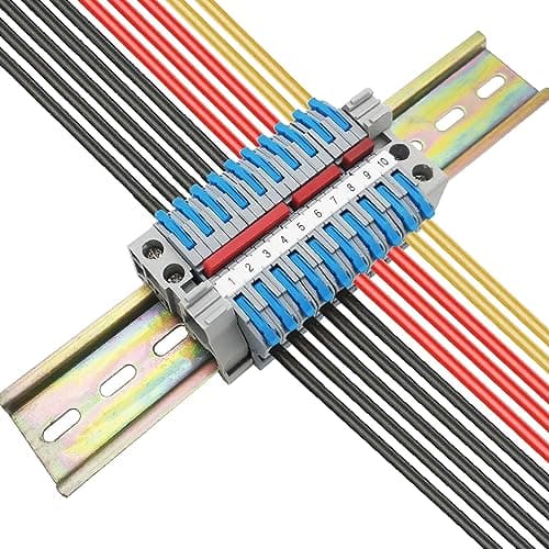 CTRICALVER Kit de Bornier de Rail DIN,10 pcs bleu Bornier Rail DIN, Avec Bande de Repérage Numérique, Bande de Connexion (2P, 3P, 5P)