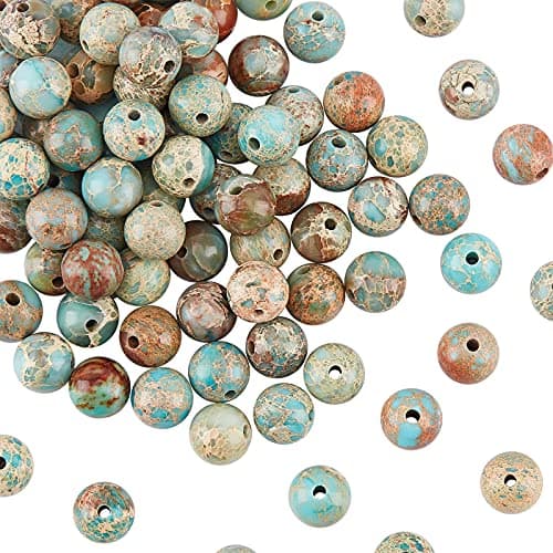 OLYCRAFT 96 pièces 8mm Perles de Jaspe Impérial Naturel Regalite Jaspe Perles Brins Rondes Perles de Pierres Précieuses en Vrac Pierre D'Énergie pour Bracelet Collier Fabrication de Bijoux