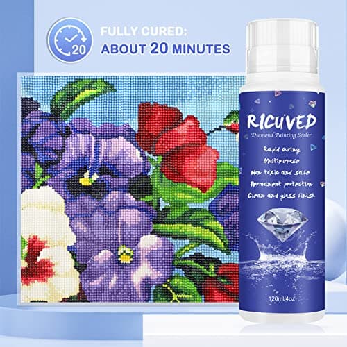 RICUVED 2Pack Diamond Painting Sealer 120ML Set, 5D Diamond Painting Glue Crystal Art Accessories Sealer Permanent Hold & Shine Effect Conserver for Diamond Painting & Jigsaw Puzzles DIY Craft