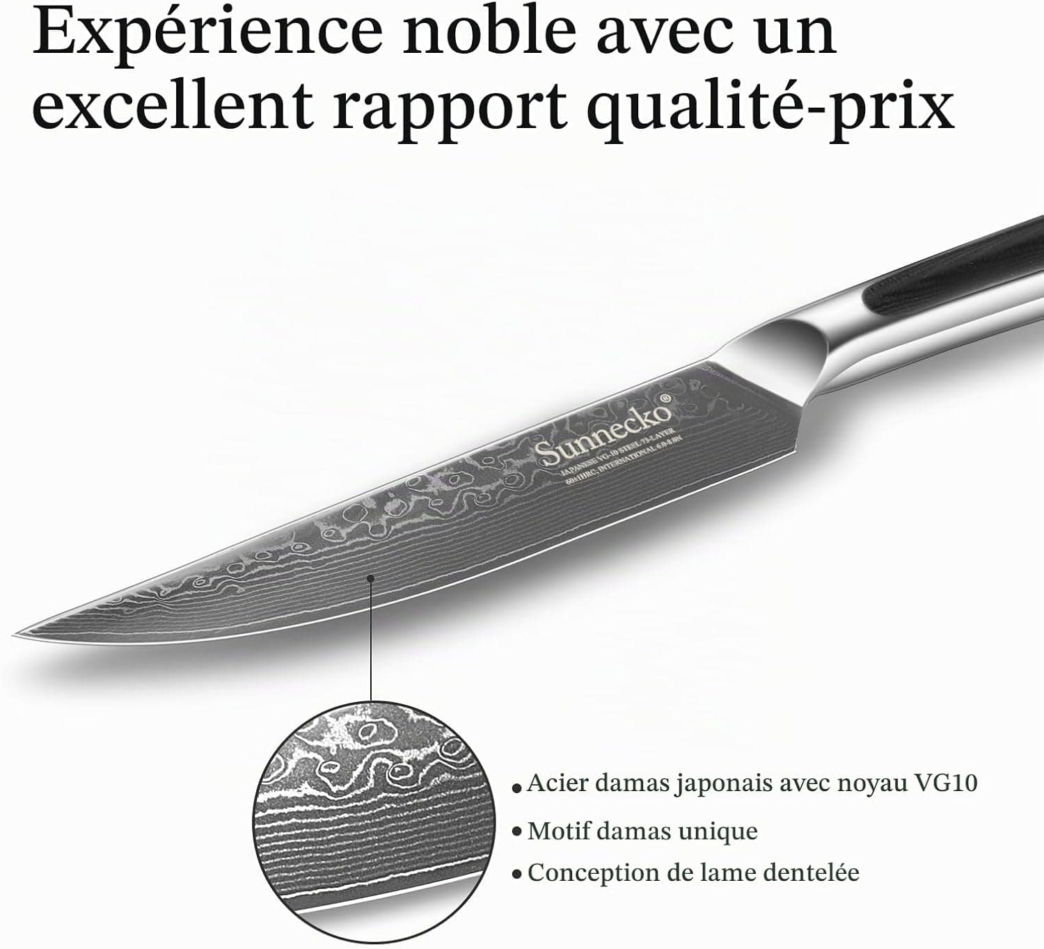 Sunnecko Set Couteau Cuisine Viande 13cm