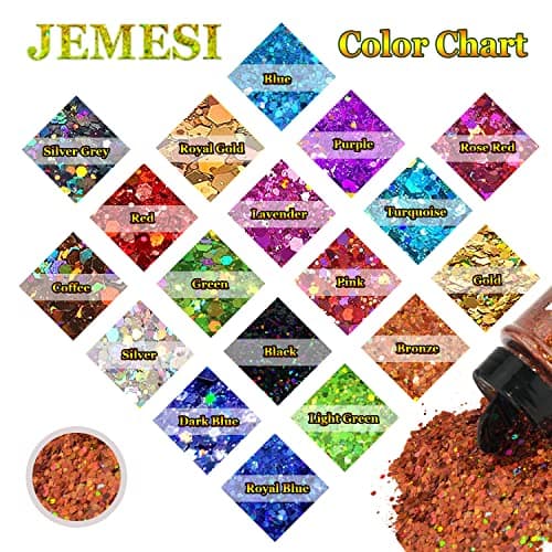 JEMESI Holographique Grosses Paillettes, 100g Rose Sequins Glitter, Paillettes pour Visage, Corps, Cheveux, Résine Epoxy, Paillette Visage Festival